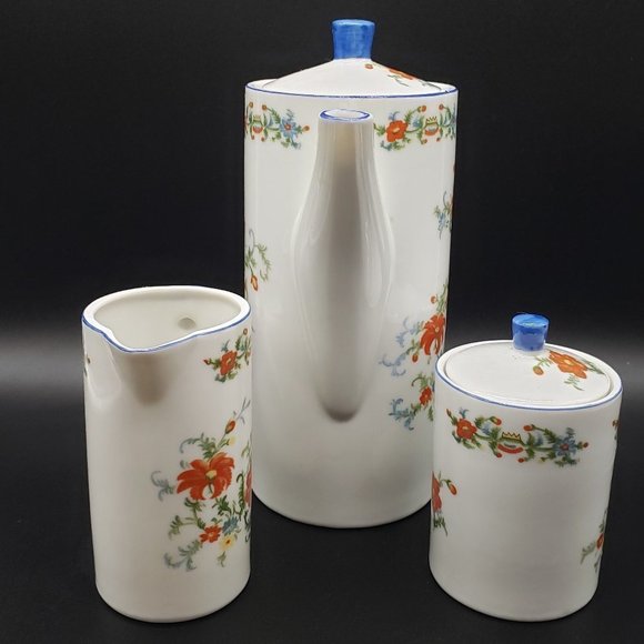 Schmid Design Folio Vintage Orange Flower Porcelain Coffee and Tea Service Set - Picture 8 of 10